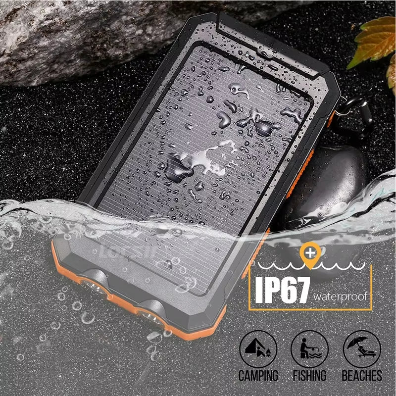 Power Up Your Adventures with the 80000mAh Solar Power Bank - Ultimate Portable Charger with LED Light and Compass for All Smartphones