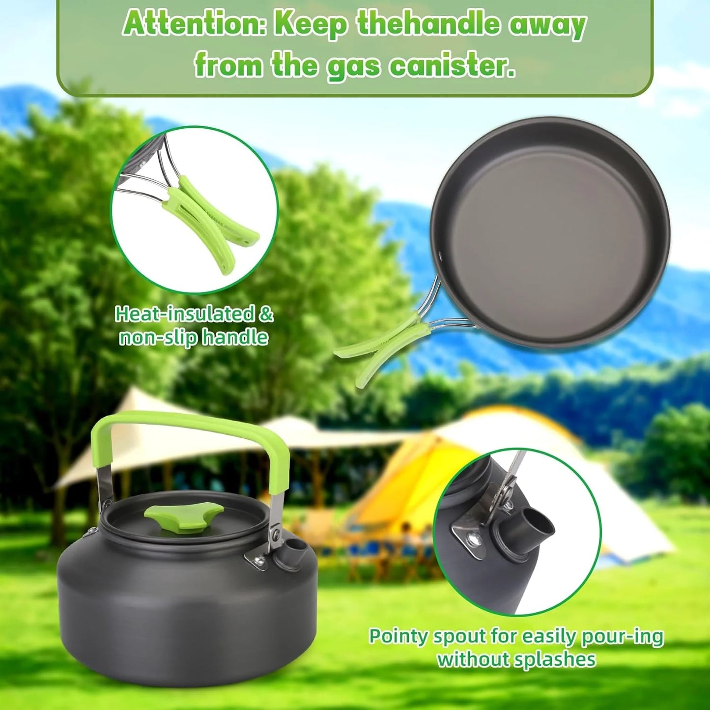 Ultimate 15-Piece Camping Cookware Set with Mini Stove - Lightweight, Non-Stick, and Perfect for Outdoor Adventures!