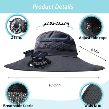 Experience Ultimate Comfort and Protection with Our Wide Brim Solar Fan Hat for Outdoor Adventures - Perfect for Fishing and Sun Protection!