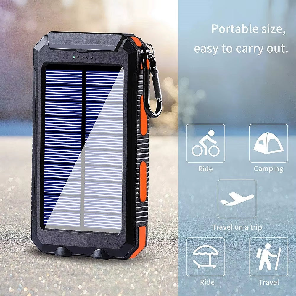 Power Up Your Adventures with the 80000mAh Solar Power Bank - Ultimate Portable Charger with LED Light and Compass for All Smartphones