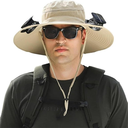 Experience Ultimate Comfort and Protection with Our Wide Brim Solar Fan Hat for Outdoor Adventures - Perfect for Fishing and Sun Protection!
