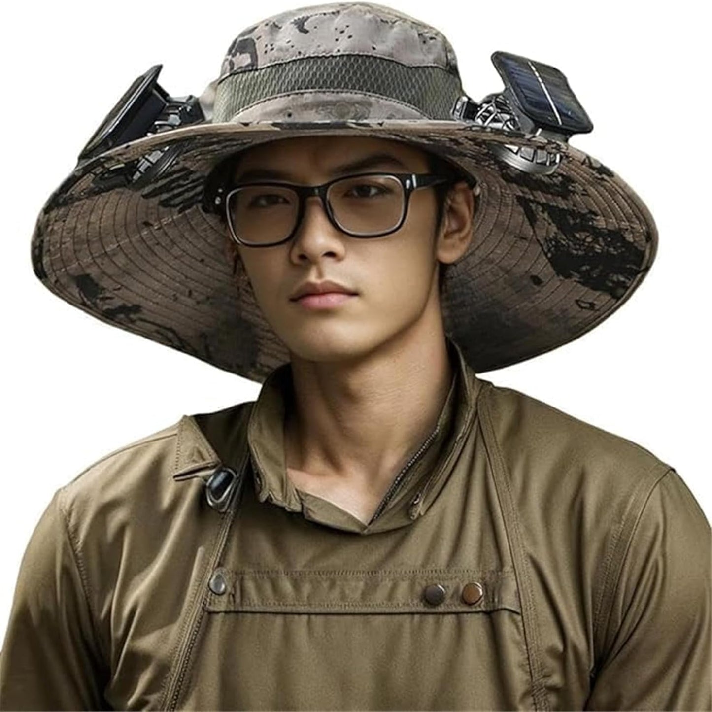 Experience Ultimate Comfort and Protection with Our Wide Brim Solar Fan Hat for Outdoor Adventures - Perfect for Fishing and Sun Protection!
