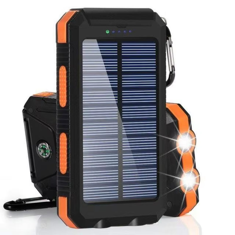 Power Up Your Adventures with the 80000mAh Solar Power Bank - Ultimate Portable Charger with LED Light and Compass for All Smartphones