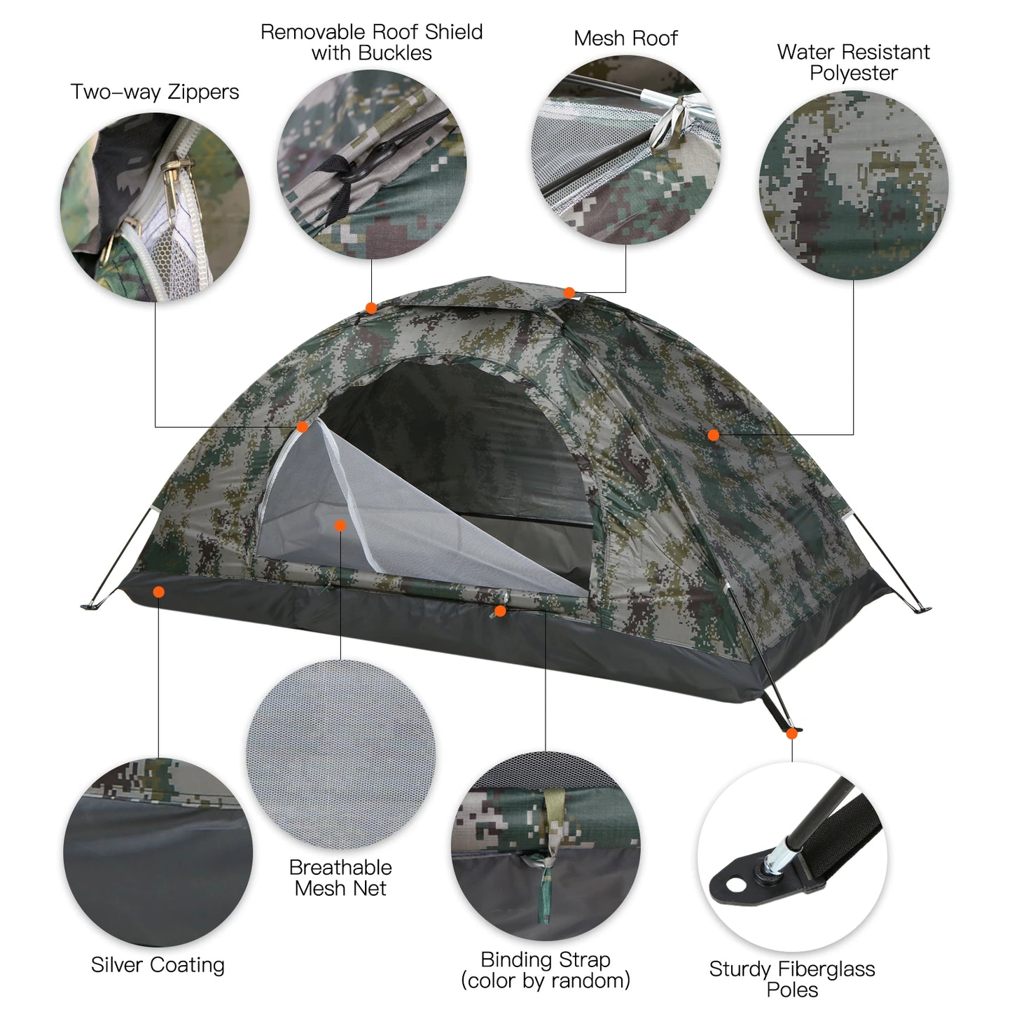 Ultralight 1-2 Person Portable Camping Tent with Anti-UV Coating - Perfect for Summer Hiking and Beach Adventures