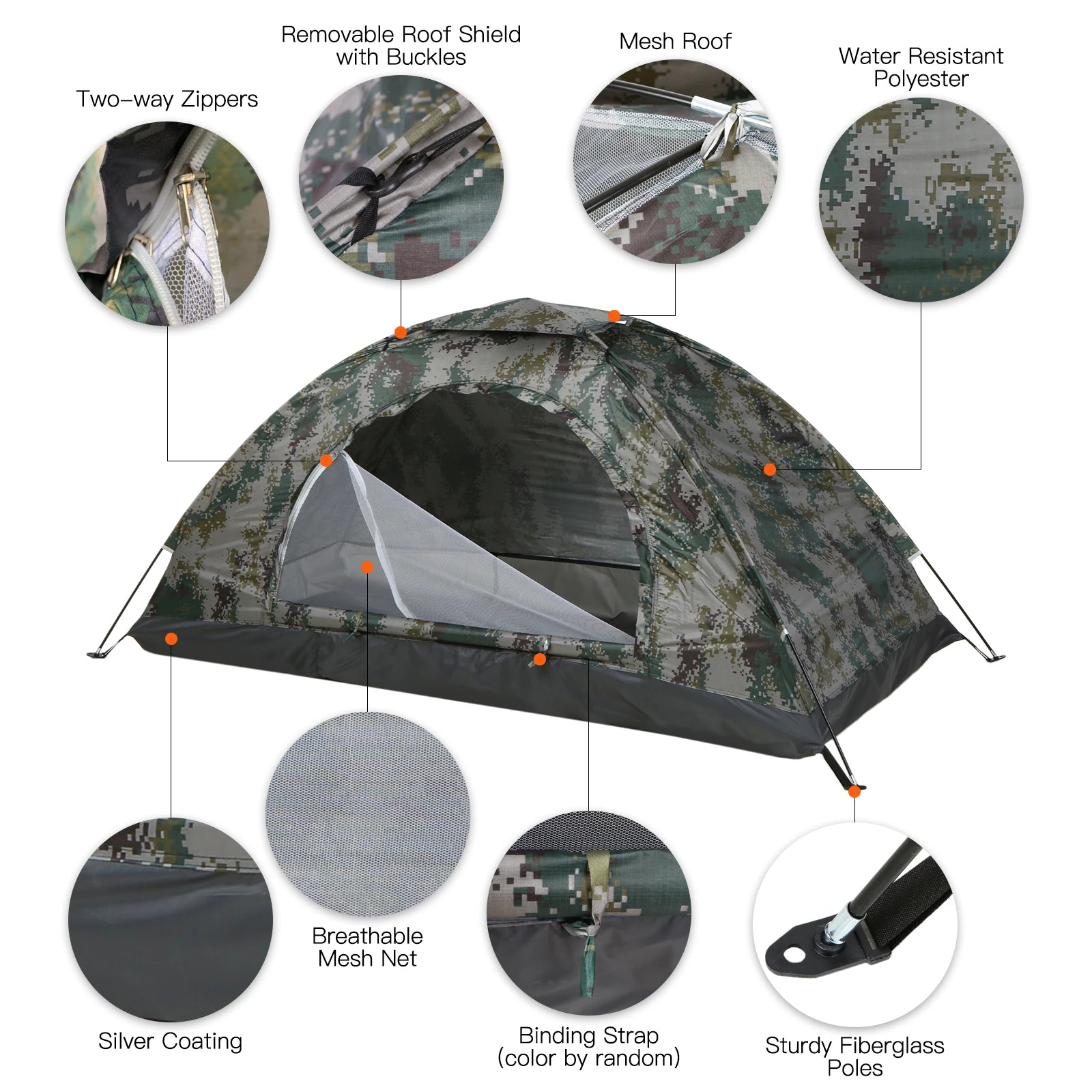 Ultralight 1-2 Person Portable Camping Tent with Anti-UV Coating - Perfect for Summer Hiking and Beach Adventures