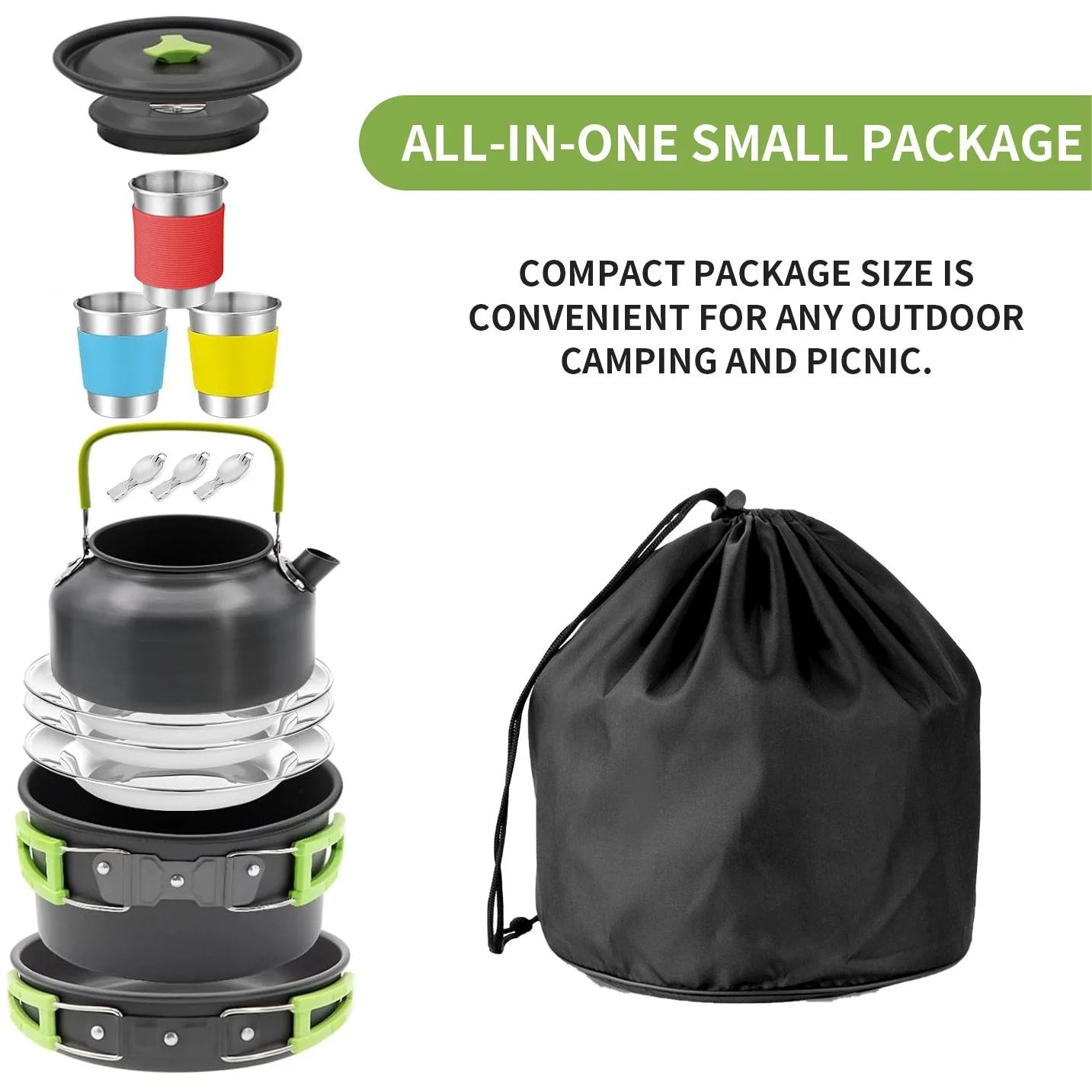 Ultimate 15-Piece Camping Cookware Set with Mini Stove - Lightweight, Non-Stick, and Perfect for Outdoor Adventures!
