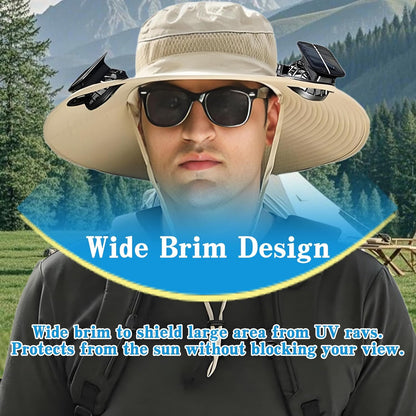 Experience Ultimate Comfort and Protection with Our Wide Brim Solar Fan Hat for Outdoor Adventures - Perfect for Fishing and Sun Protection!