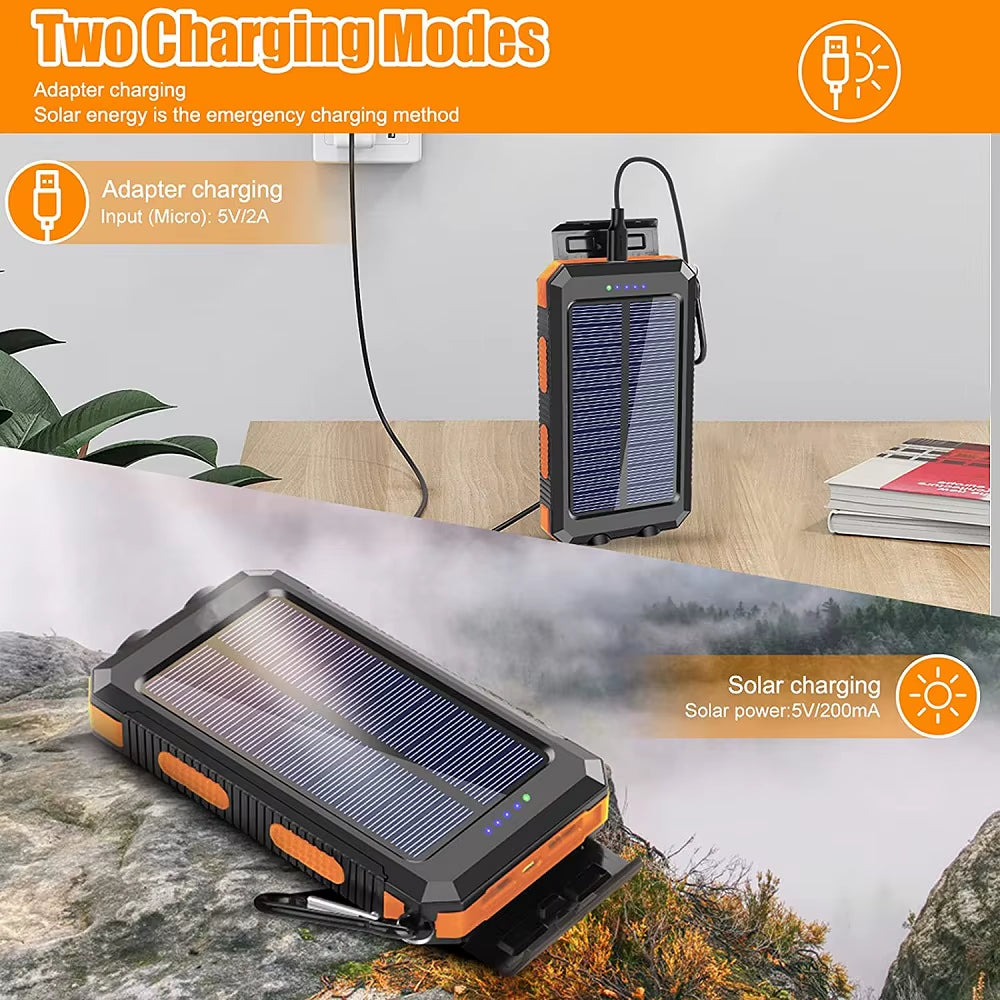 Power Up Your Adventures with the 80000mAh Solar Power Bank - Ultimate Portable Charger with LED Light and Compass for All Smartphones