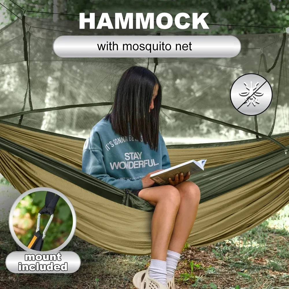 Ultimate Camping Hammock - Lightweight Portable Double & Single Hammock with Tree Straps for Outdoor Adventures, Hiking, and Travel
