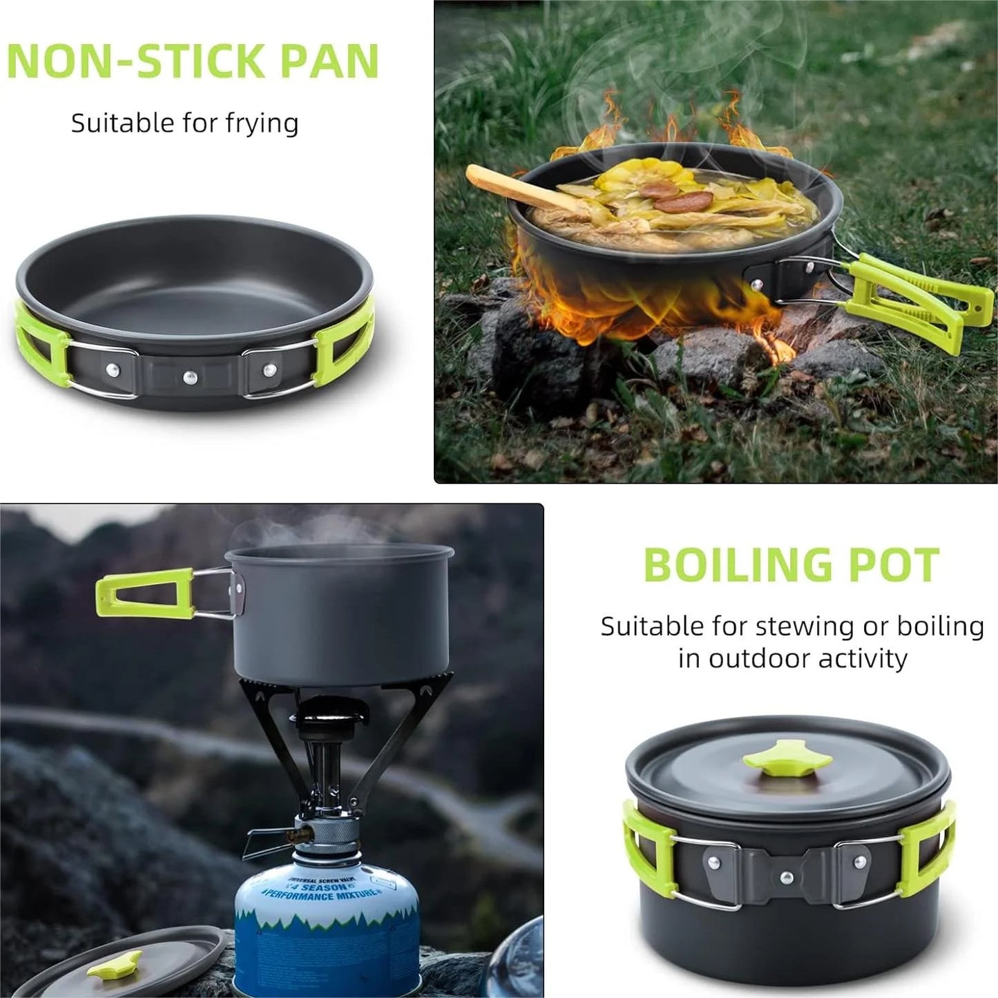 Ultimate 15-Piece Camping Cookware Set with Mini Stove - Lightweight, Non-Stick, and Perfect for Outdoor Adventures!